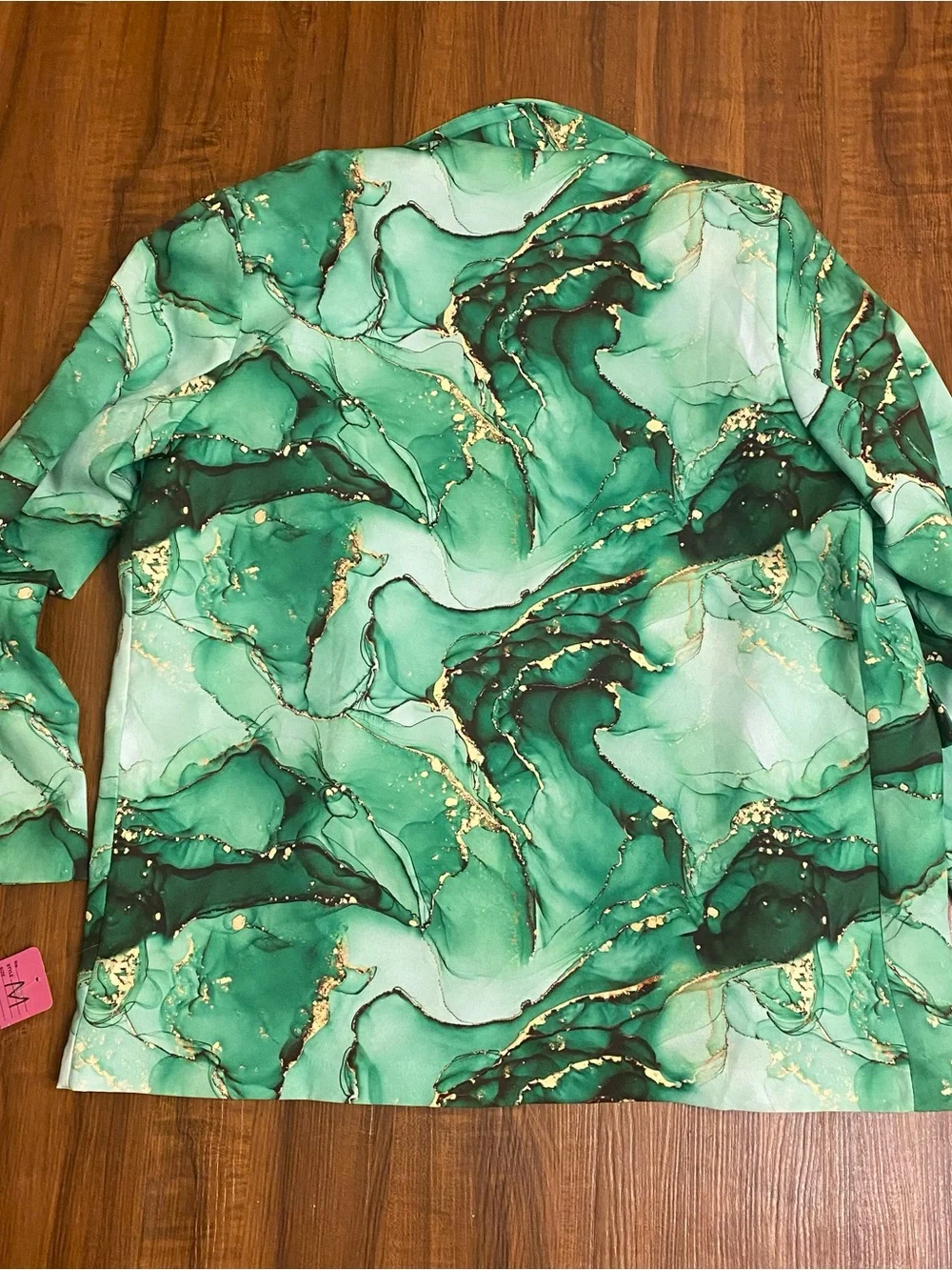 New Ladies Green Marble Print Oversized Blazer & Shorts Set